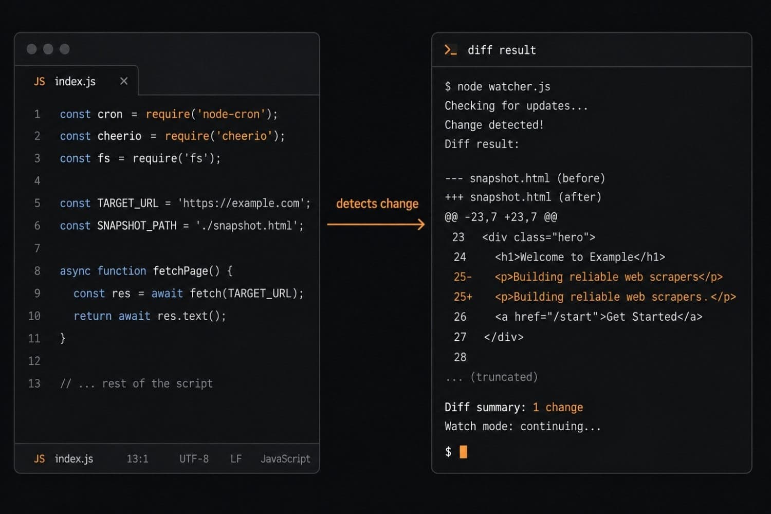 How to Build a Website Change Detector (Node.js Guide + When to Buy)